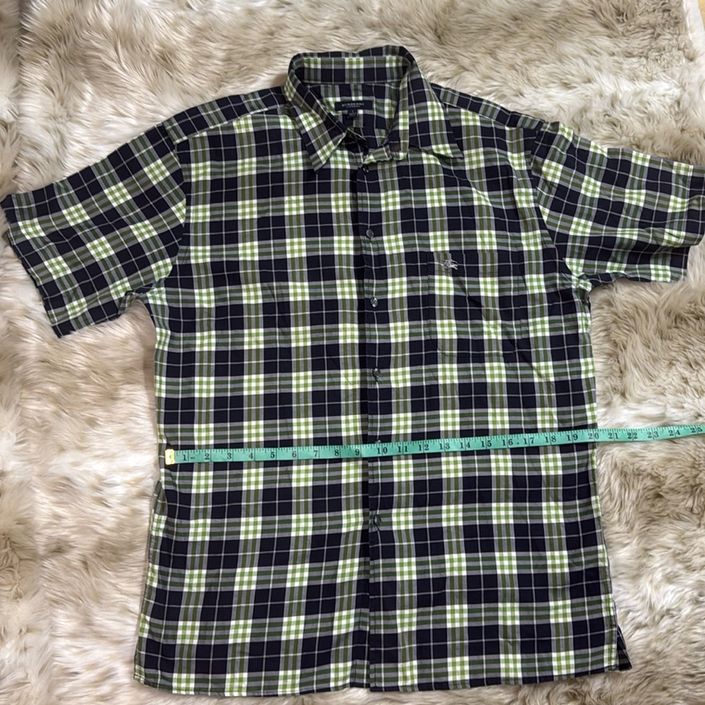 BURBERRY LONDON SS BLUE GREEN WHITE NOVA CHECK SHIRT PLAID